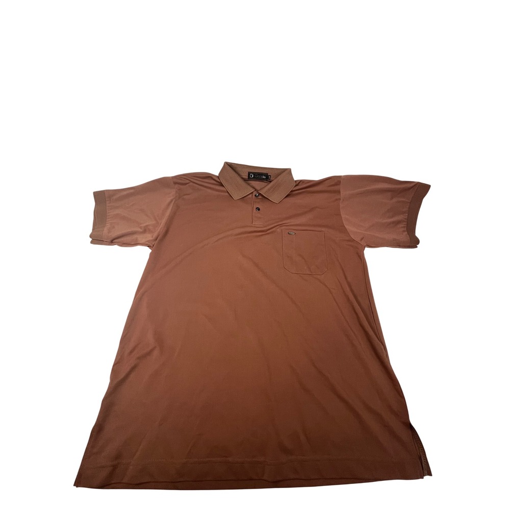 Gulibao Mens Short Sleeve Textured Knit Polo Shirt Copper Brown Size 54